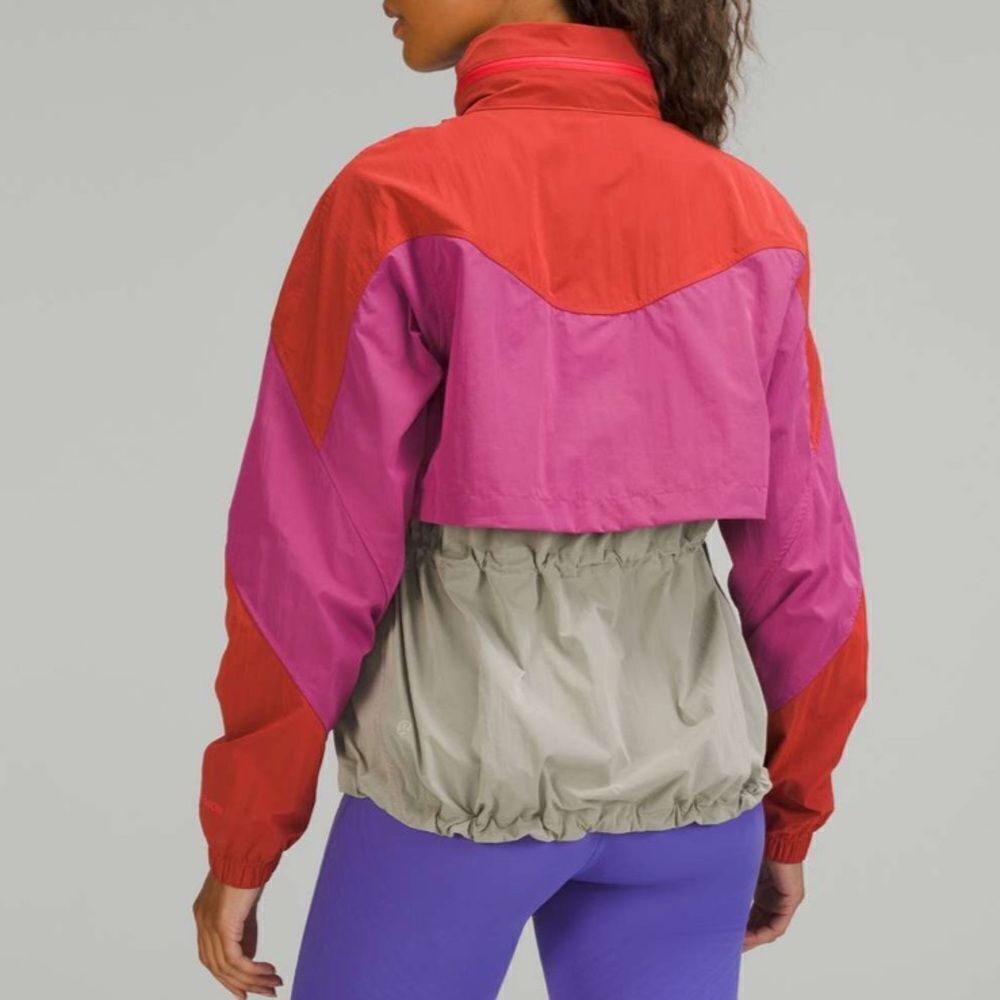 Lululemon Evergreen Anorak pink punch lychee raw linen 2 rain 1/4 zip jacket